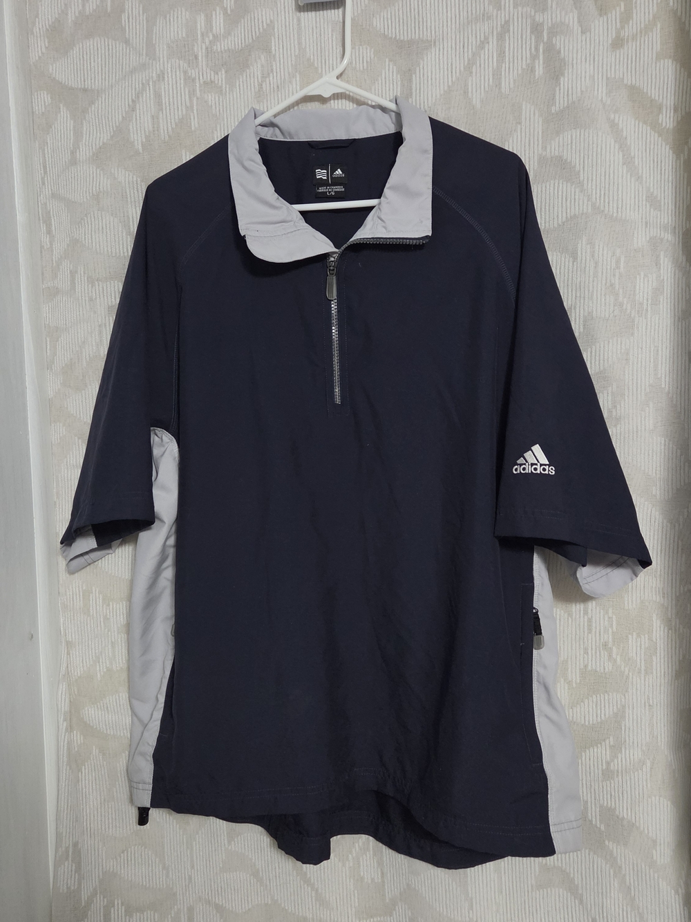 Adidas Men’s Short-Sleeve LARGE Quarter-Zip Golf Shirt - Navy/Light Gray